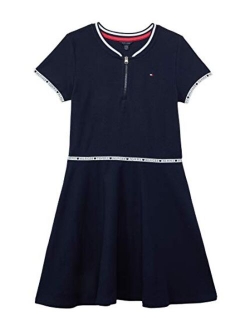 Girl's Short Sleeve Dress with Contrast Taping (Big Kids)