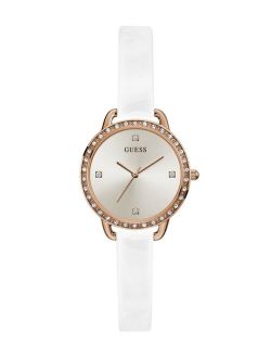 Women's Glitz Rose Gold-Toned White Patent Leather Watch 30mm