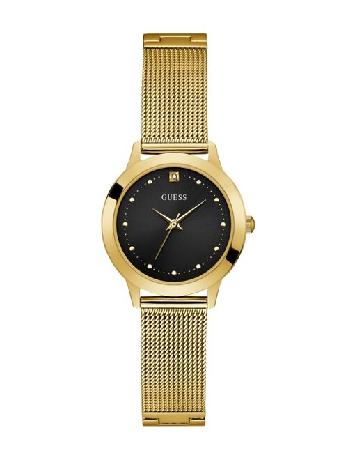 Guess Women's Gold Mesh Diamond Watch 25MM, Created for Macy's