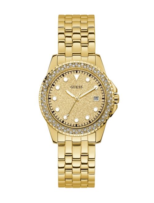 Guess Women's Gold-Tone Stainless Steel Glitz Watch, 36mm