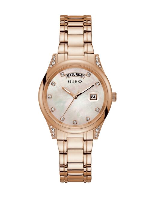 Guess Rose Gold-Tone Mother of Pearl Watch 36mm