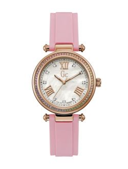 Gc Women's Prime Chic Pink Silicone Strap Watch 36mm