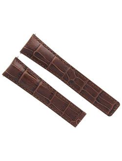 19mm Leather Strap Band Deployment Clasp Compatible with Tag Heuer Carrera Cv2110 Brown 3T