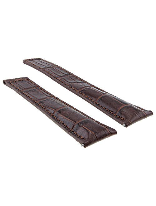 19mm Leather Strap Band Deployment Clasp Compatible with Tag Heuer Carrera Cv2110 Brown 3T