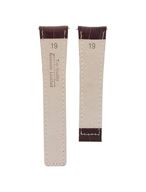 19mm Leather Strap Band Deployment Clasp Compatible with Tag Heuer Carrera Cv2110 Brown 3T