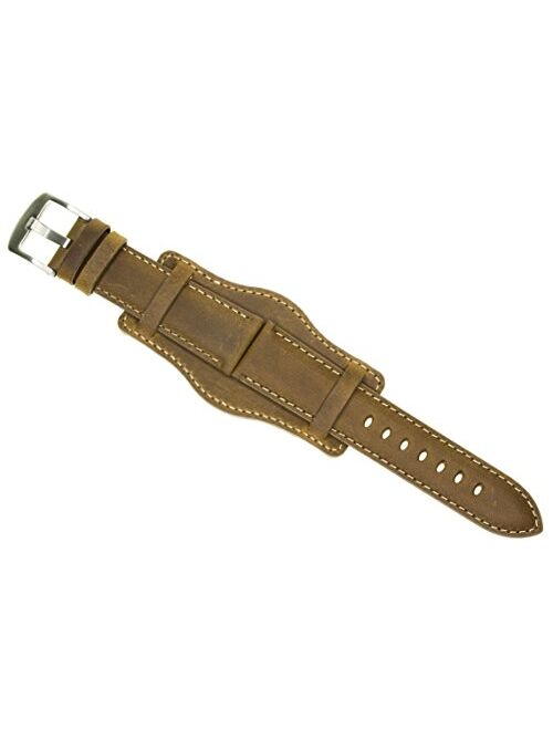 22mm German Military Aviator Watch Strap Swiss Army Brown Leather Cuff Watch Band Brown 22 mm Bund X1