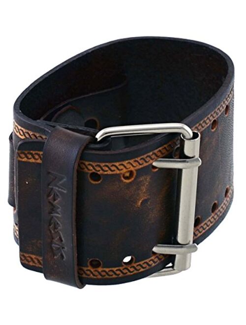 Nemesis #in-BS 24mm Lug Width Wide Brown Leather Cuff Wrist Watch Band