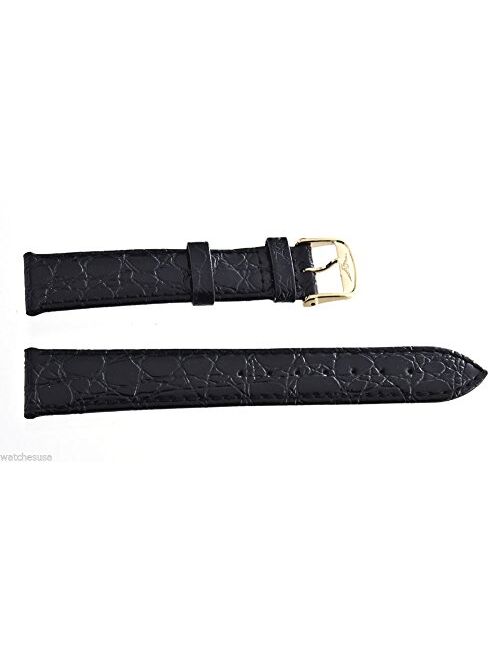 Longines 18mm Black Leather Mens Replacement Watch Band Strap Gold Buckle