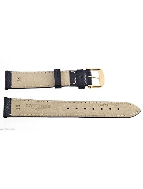 Longines 18mm Black Leather Mens Replacement Watch Band Strap Gold Buckle