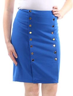 Women's Petite Button Front Straight, Pencil Skirt