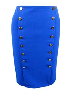 Women's Petite Button Front Straight, Pencil Skirt