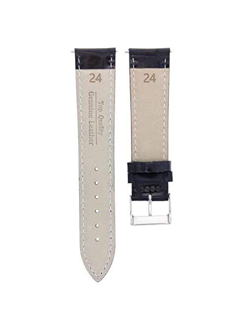 24mm Italian Leather Watch Band Strap Compatible with Invicta Lupah 24 Watch Black