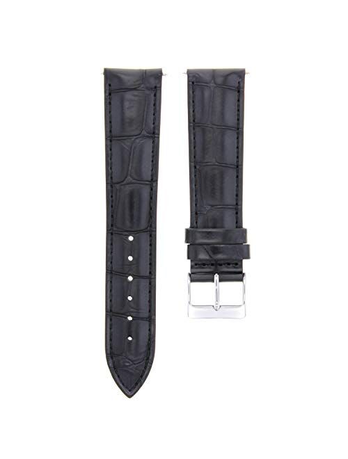 22mm Italian Leather Watch Strap Band Compatible with Mens Kenneth Cole Watch Black