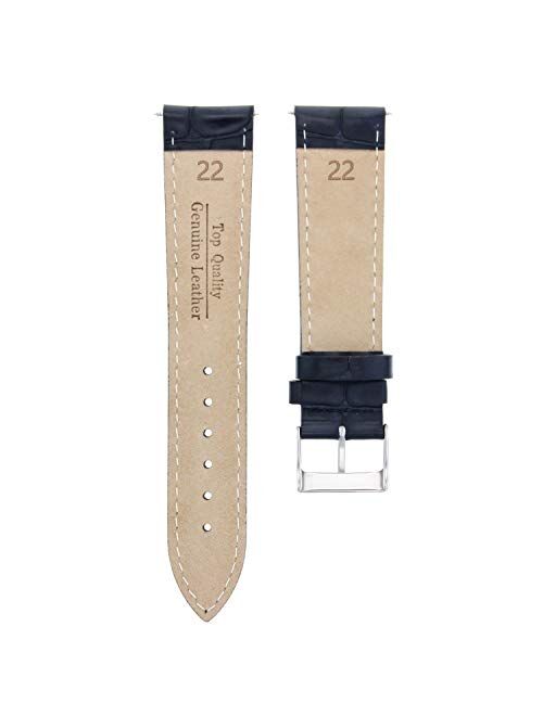 22mm Italian Leather Watch Strap Band Compatible with Mens Kenneth Cole Watch Black