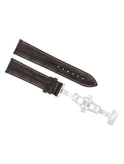 22mm Leather Strap Watch Band Deployment Clasp Compatible with Panerai Marina D/Brown Ws