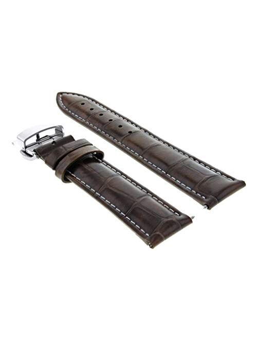 22mm Leather Strap Watch Band Deployment Clasp Compatible with Panerai Marina D/Brown Ws