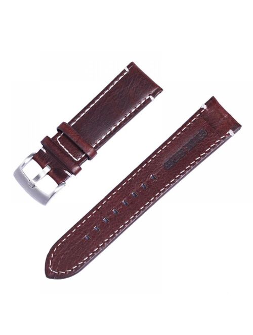 Men Stainless Steel Buckle Watch Strap Genuine Leather Band Length Long 12.5cm