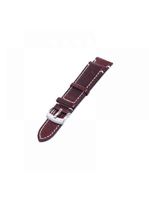 Men Stainless Steel Buckle Watch Strap Genuine Leather Band Length Long 12.5cm