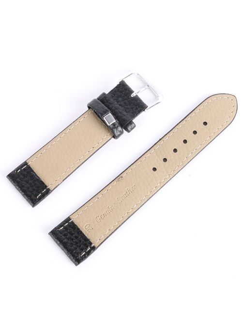 PU Leather Litchi Pattern Watch Band Strap, Women Replacement Wristband, Adjustable Strap for Men and Women, 8.3" Length Pin Buckled Watch Strap, Width 0.47/0.55/0.63/0.7