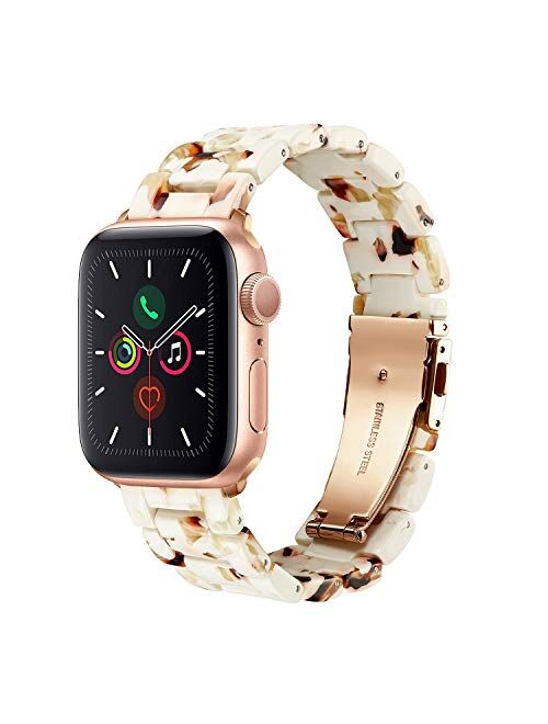 iLVANYA Compatible for 38mm 40mm Apple Watch Band Women Men,Fashion Resin iWatch Band Metal Stainless Steel Buckle Strap Bracelet for Apple Watch Series SE 6 5 4 3 2 1