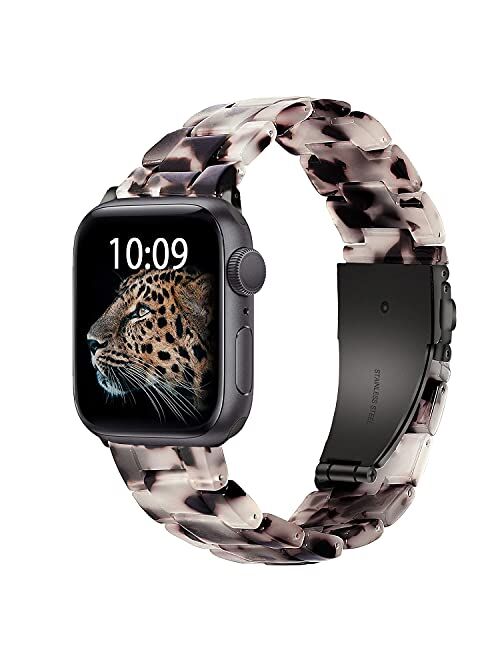 iLVANYA Compatible for 38mm 40mm Apple Watch Band Women Men,Fashion Resin iWatch Band Metal Stainless Steel Buckle Strap Bracelet for Apple Watch Series SE 6 5 4 3 2 1