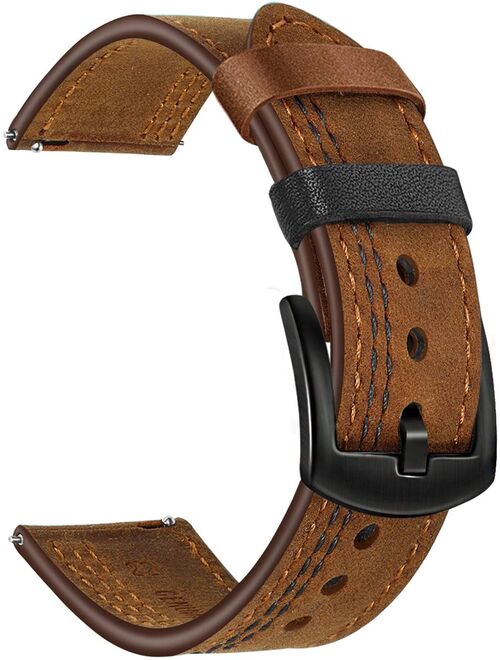 Watchband for Fossil Mens Gen 5 Carlyle / Gen 5 Garrett, Double Color Genuine Leather Watch Band Quick Release Strap Sports Bracelet for Fossil Mens Gen 4 Explorist HR / 