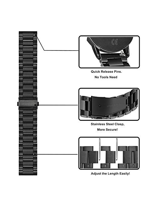 Band Sets for Fossil Men's Gen 5 Carlyle / Gen 5 Garrett Smart Watch, TRUMiRR 22mm Solid Stainless Steel Metal + Mesh Loop Strap Quick Release Watchband for Fossil Men's 