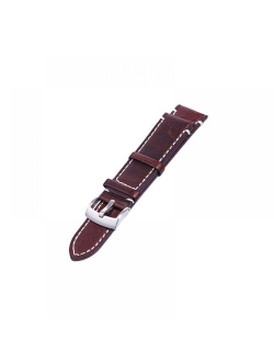 SweetCandy 18 20 22mm Men Stainless Steel Buckle Watch Strap Genuine Leather Band Length Long 12.5cm