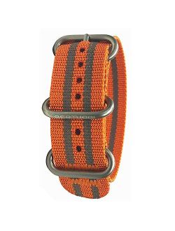 Bertucci Safety Orange Reflective Stripes Nylon Strap Matte Stainless Steel Buckle Watch Band