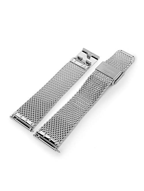 20mm Quick Release Milanese Mesh Watch Band Tapered Style Polished