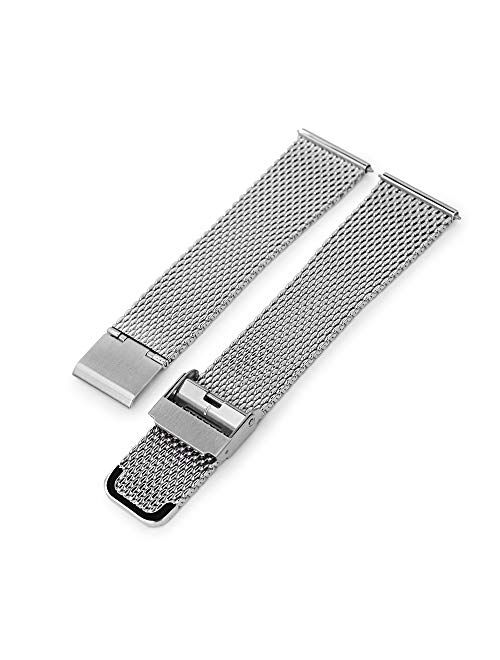 20mm Quick Release Milanese Mesh Watch Band Tapered Style Polished