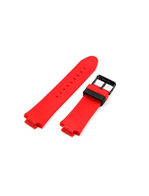 Swiss Legend 28MM Red Silicone Watch Strap & Black Stainless Buckle fits 49mm Legato Cirque Watch