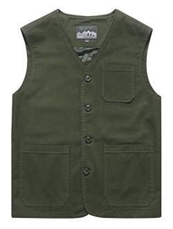 Gihuo Men's Casual Cotton Outdoor Fishing Safari Travel Vest