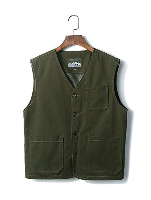 Gihuo Men's Casual Cotton Outdoor Fishing Safari Travel Vest