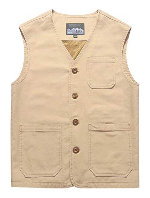 Gihuo Men's Casual Cotton Outdoor Fishing Safari Travel Vest