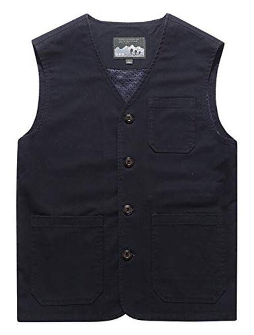 Gihuo Men's Casual Cotton Outdoor Fishing Safari Travel Vest