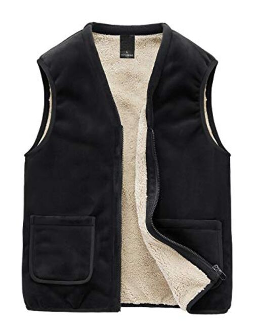 Gihuo Men's Winter Sherpa Lined Zip Up Fleece Vest Gilet