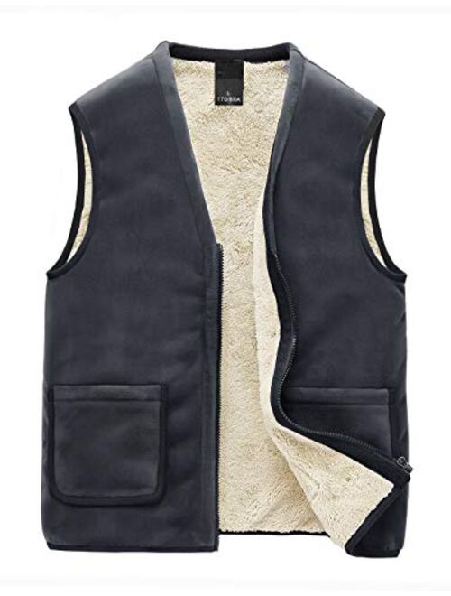 Gihuo Men's Winter Sherpa Lined Zip Up Fleece Vest Gilet