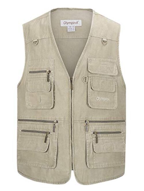 Gihuo Men's Casual Outdoor Pockets Fishing Photo Travel Safari Denim Vest