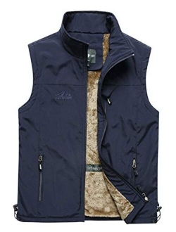 Gihuo Men's Sherpa Fleece Outdoor Vest Winter Fishing Travel Vest Gilet