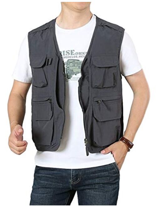 Gihuo Men's Outdoor Pockets Fly Fishing Safari Photo Travel Vest