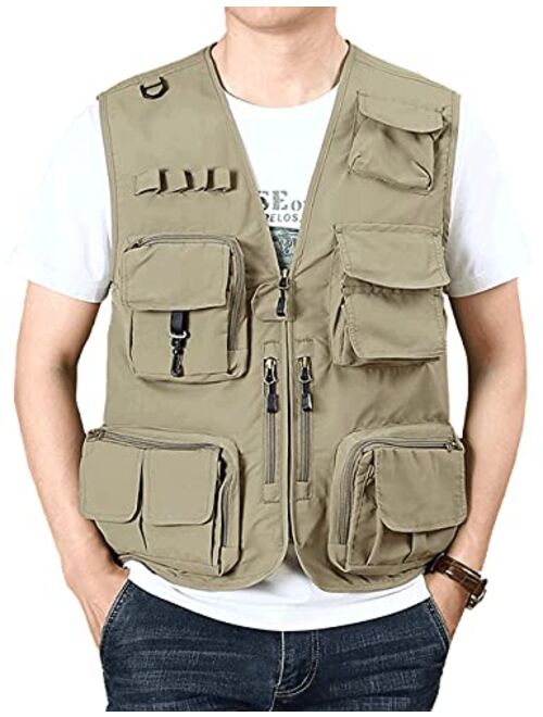 Gihuo Men's Outdoor Pockets Fly Fishing Safari Photo Travel Vest