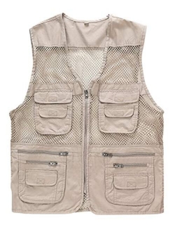 Gihuo Men's Mesh Multi Pockets Outdoor Fishing Safari Travel Vest