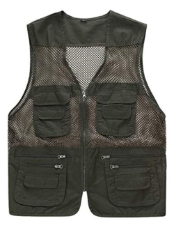 Gihuo Men's Mesh Multi Pockets Outdoor Fishing Safari Travel Vest