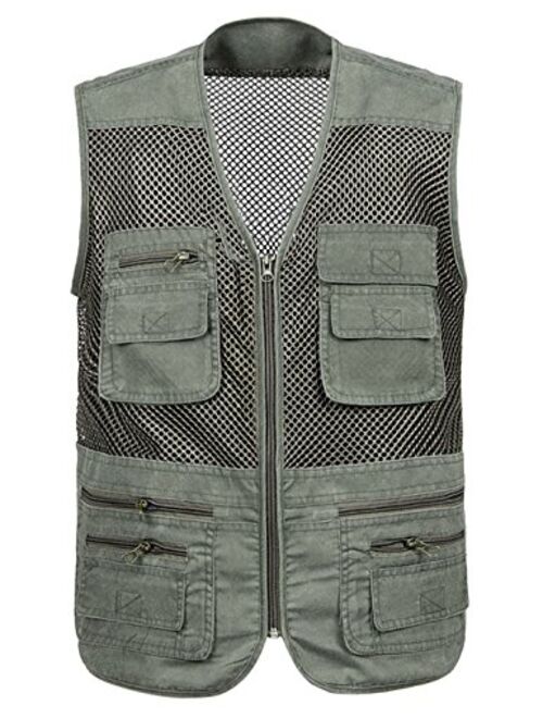 Gihuo Men's Mesh Multi Pockets Outdoor Fishing Safari Travel Vest