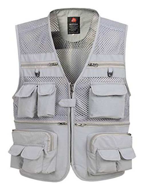 Gihuo Men's Mesh Multi Pockets Outdoor Fishing Safari Travel Vest