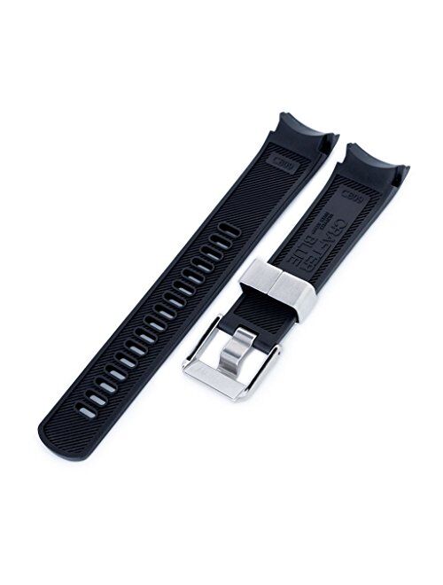 Crafter Blue 22mm Black Rubber Watch Band for Seiko Samurai SRPB51 SRPB09 SRPB53