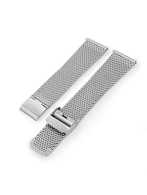 22mm Quick Release Milanese Mesh Watch Band Tapered Style Brushed