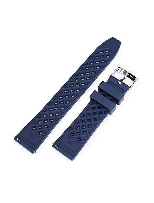 20mm Rhombus Blue FKM Quick Release Rubber Watch Strap, Waterproof and dustproof