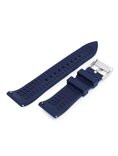 MiLTAT 20mm Quick Release FKM Blue Rubber Watch Band, Screw Buckle, Straight End